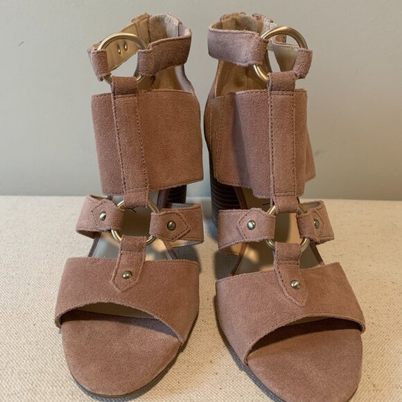 Sole Society Sadey Dusty Rose Suede Heels with Metal accents Size 9.5 New in Box - Picture 1 of 11